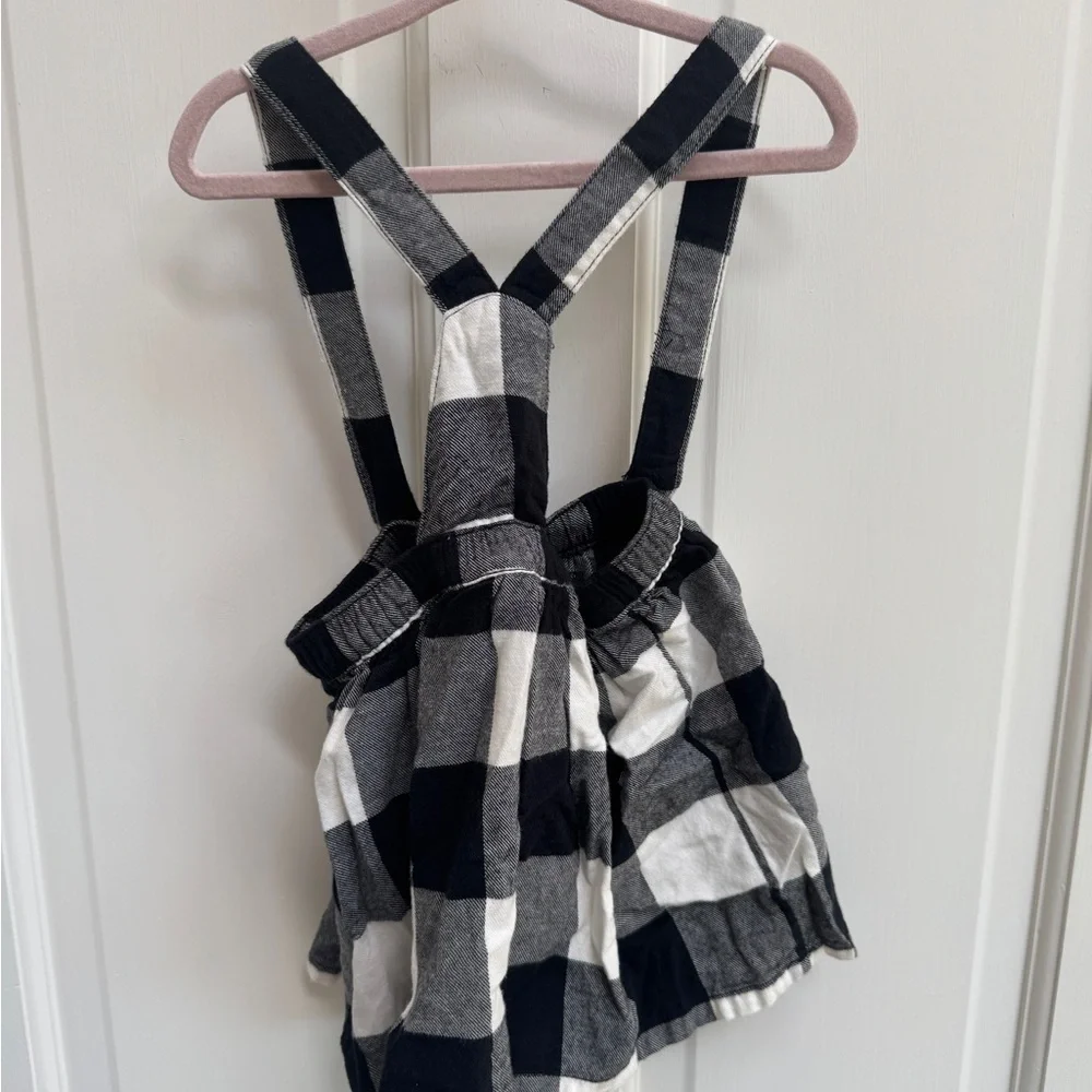Carter's 2T Girls Black and White Checkered Plaid Overalls Dress